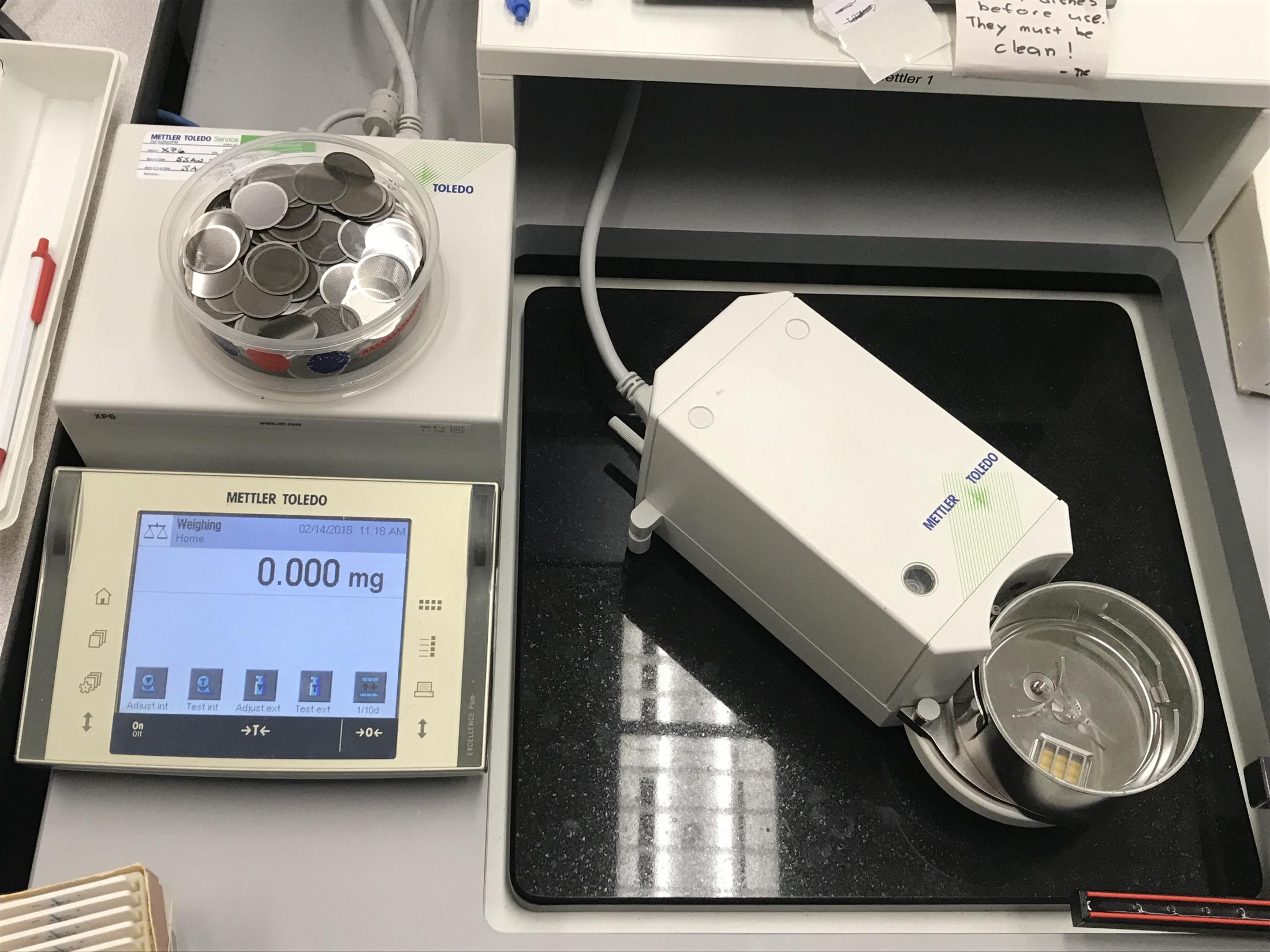 Image: photo of Mettler Toledo microbalances in a lab environment.