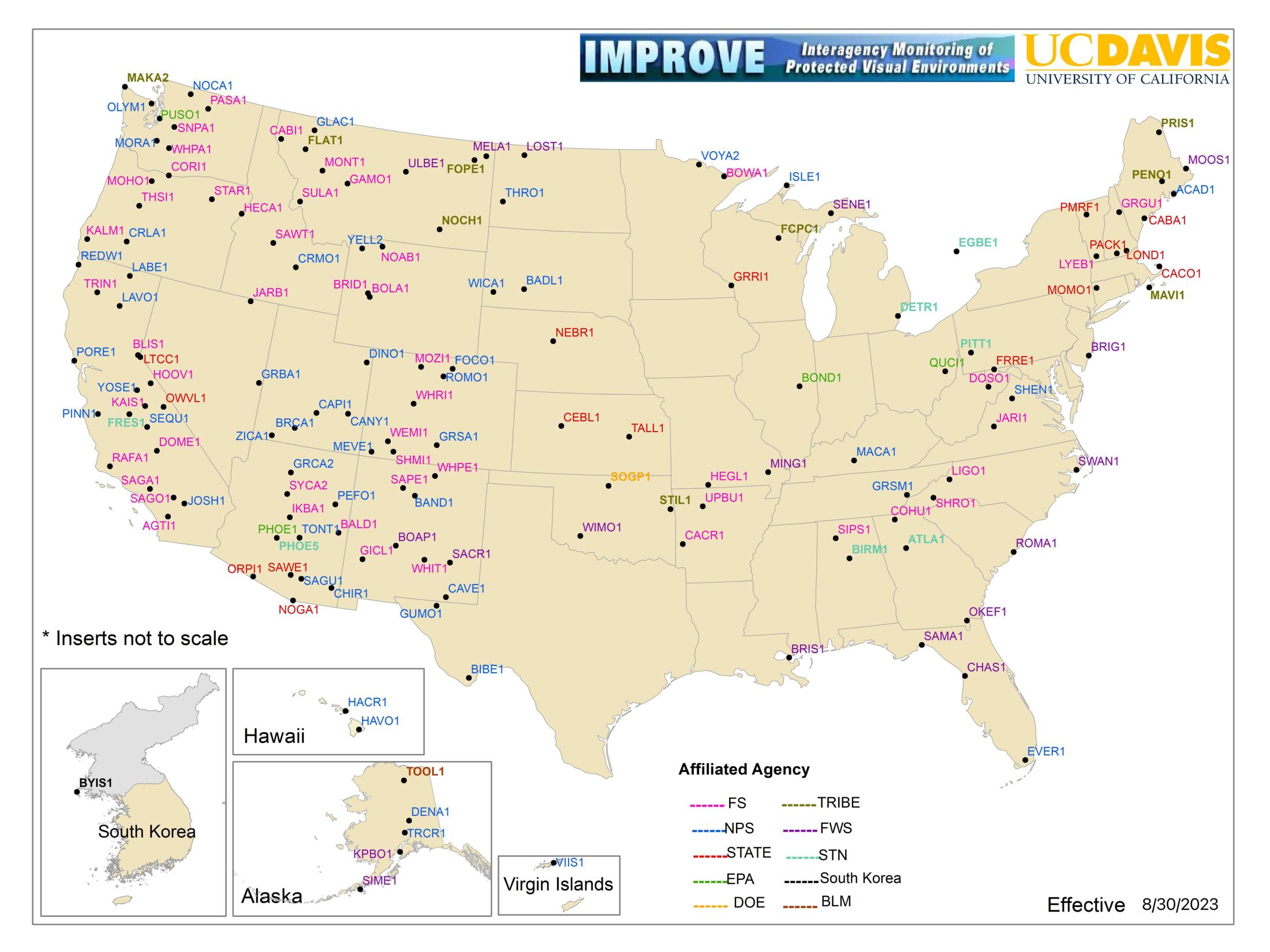 Map of IMPROVE site locations.